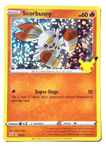 Pokémon - Scorbunny 16/25 - Tarjeta Coleccionable Holo Foil - McDonalds  Promo
