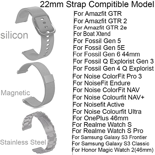 Image of ACUTAS Silicone 22mm Sports Band Soft Silicone Strap for Fossil Gen 5 | Fossil Gen 5E | Fossil Gen 6 44mm (Black)