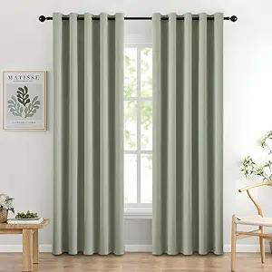 MIULEE Room Darkening Curtains Thermal Insulated Drapes Solid Window Treatment Set Grommet Top Light Blocking Blackout Curtain for Living Room/Bedroom 2 Panels 72 x 84 inch Sage Green