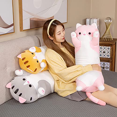 Bobomon Katze Kuscheltier stofftier Katze langes Kissen riesen XXL Kawaii groß plüschtier plüschkatze Cute seitenschläferkissen cat plushie (Rosa, 50cm)