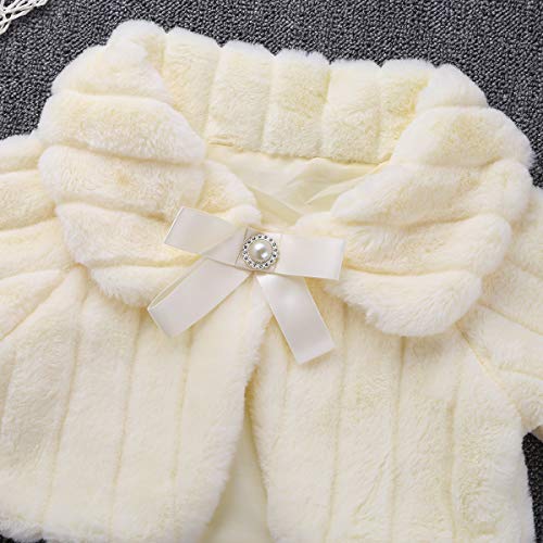 Image of Agoky Flower Girls Faux Fur Bolero Shrug Shoulder Wrap Cape Wedding Prom Party Dress Cape Coat Stole