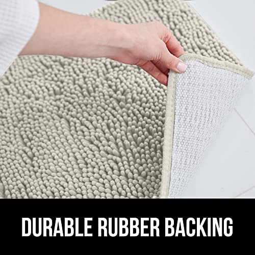 Image of Gorilla Grip Plush Absorbent Shaggy Chenille Bath Rug Mat for Toilet Base with Rubber Backing, Machine Washable, Microfiber Bathroom Contour Mats for Toilets, Bath Room Decor, Square, 22.5x19.5, Cloud