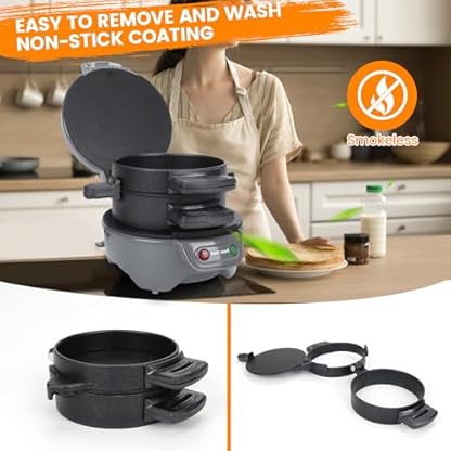 Sandwich Toaster Burger Maker, Effiziente Antihaft Heizplatten, Spülmaschinenfest, 600W Brot Grill Backen Toaster Brotmaschine für Frühstück Haus Küche Pfannkuchen Pfanne (Silbergrau) – Bild 7