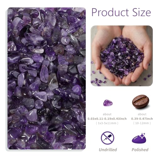 Image of SUNYIK Amethyst Tumbled Chips Stone Crushed Crystal Quartz Pieces Irregular Shaped Stones 1pound(about 460 gram)