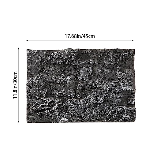 Image of Kisangel Rock Terrarium Background, 17.7x11.8 Inch 3D Reptile Tank Backdrop Board for Bearded Dragon, Lizard, Gecko, Snake Habitat, Realistic Climbing Wall Decor, Dark Grey