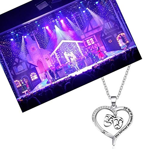 FAADBUK Theater Necklace Theatre Drama Gift She Believed She Could So She Did Comedy Tragedy Masks Charm Jewelry Inspiration Gift for Actor Actress3