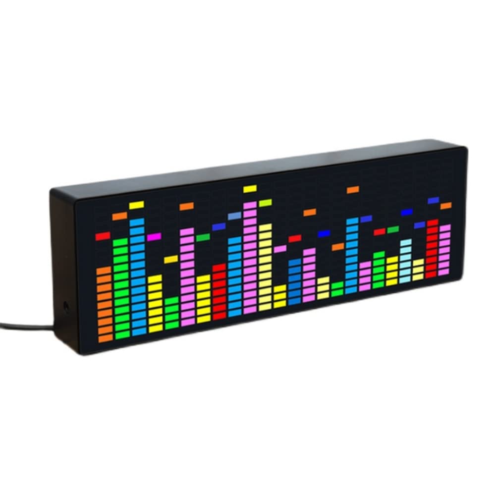 LED Music Spectrum Rhythm Voice Sensor 1624 RGB Level Indicator with Clock Display(Wire Control)