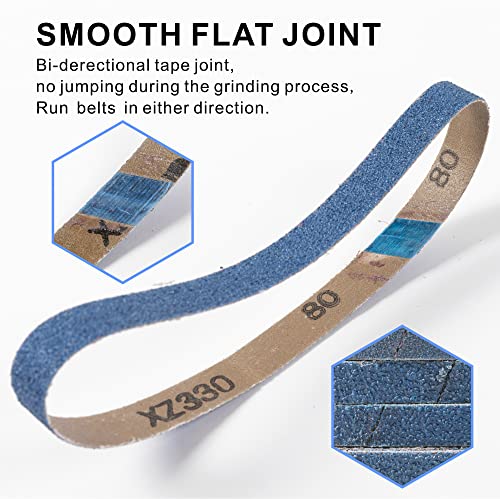 Image of 40 Pack Zirconia Sanding Belts, 20 x 520mm, 10 Each of 40 /60 /80 /120 Grits, Zirconium Corundum, 3 /4 inch x 20-1 /2 inch Belts, UW-BS20520 Compatible