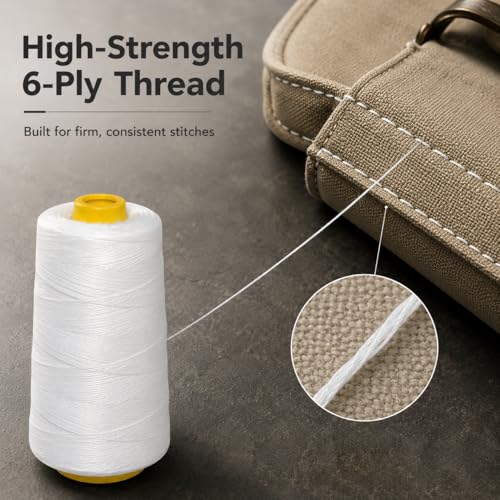 Set de 6 hilos de coser poliéster blanco 656.2 yd cada uno miniatura 2