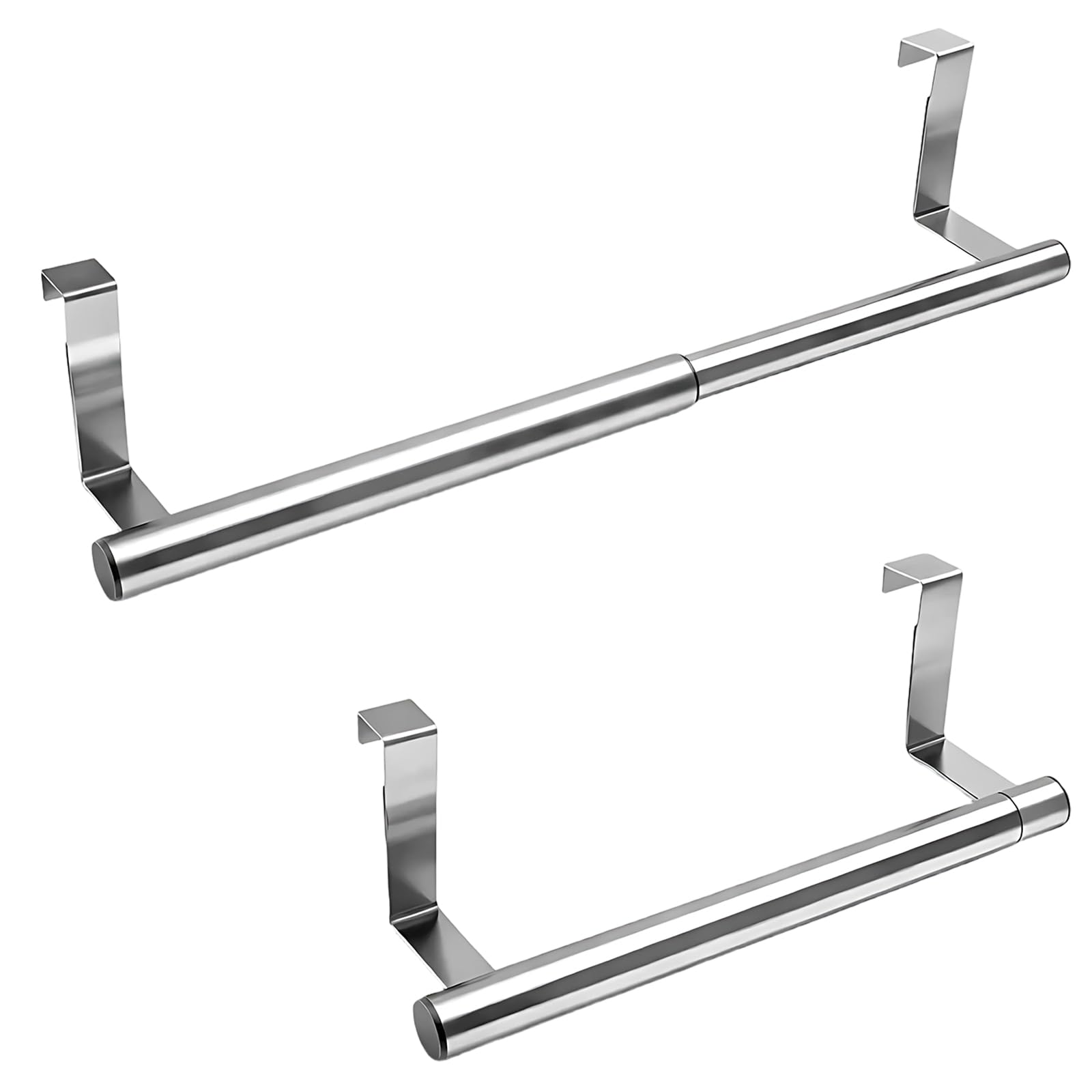 2Pcs Radiator Towel Rail, Extendable Towel Rail, Silver Finish Towel Holder for Bathroom Storage, Versatile Towel Rack for Space Saving Organisation