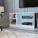 Mondeer TV Schrank, LED TV Lowboard Fernsehtisch mit 5 offenen Fächern und 1 Tür Geeignet, für Wohnzimmer Schlafzimmer, B140 x H45 x T37,5 cm, Weiß und Grau
