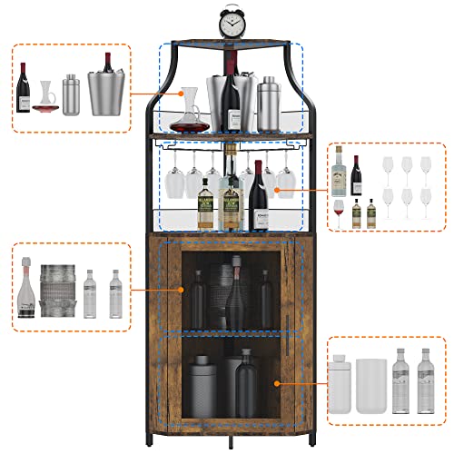Buffet d’angle pour vin Zstar avec meuble bar amovible rétro - 5