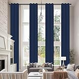 Hascemon Extra Long Blackout Curtains, Room Darkening Grommet High Ceiling Drapes, 2 Story Curtains for Living Room and Loft(1 Panel, Navy, 52'x216')