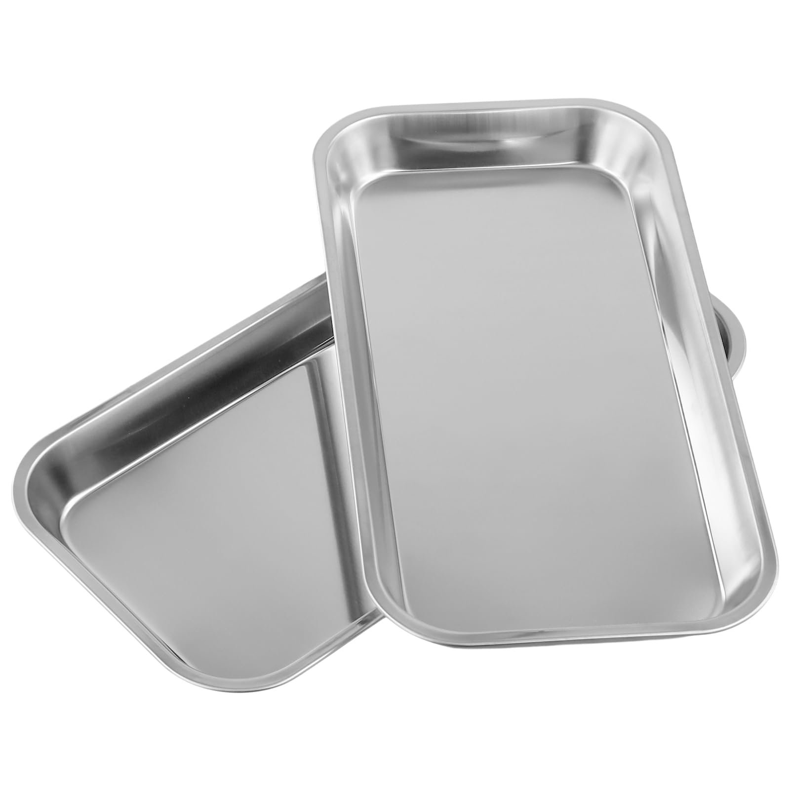 FUNSUEI Lot de 12 plateaux médicaux rectangulaires en acier inoxydable pour instruments de laboratoire 22,5 x 12 x 2 cm