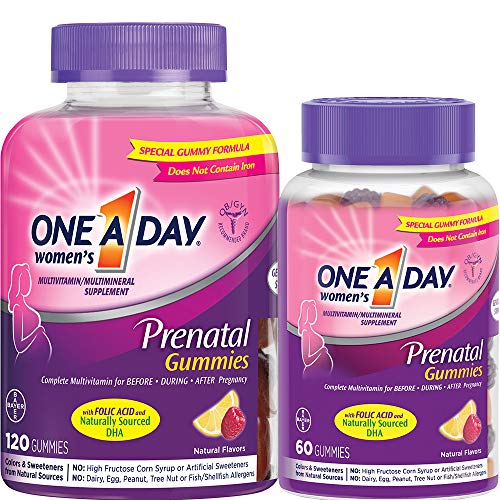 One A Day Womens Prenatal Multivitamin Gummies, Supplement for Before and During Pregnancy, Including Vitamins A, C, D, E, B6, B12, and Folic Acid, 180 Count,2 Piece Set
