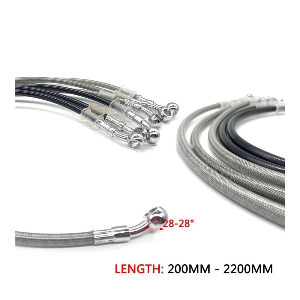 Latiguillos de Freno hidráulicos para quads Suzuki únicamente, Cable Trenzado Negro, Racor Banjo de 10 mm, Longitud 300-2200 mm