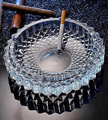 Image of NeWine Italian Premium Glass Ashtray | Tabletop Ash Tray for Indoor & Outdoor Use | Home Decor Ashtray | Hard Glass | BPA Free (Classic Crystel)
