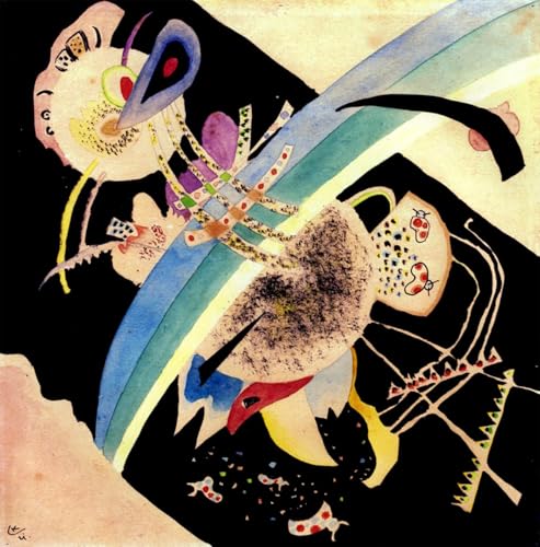 Cuadro pintura murales decor estudio estilo Kandinsky sobre lienzo negro 60x90