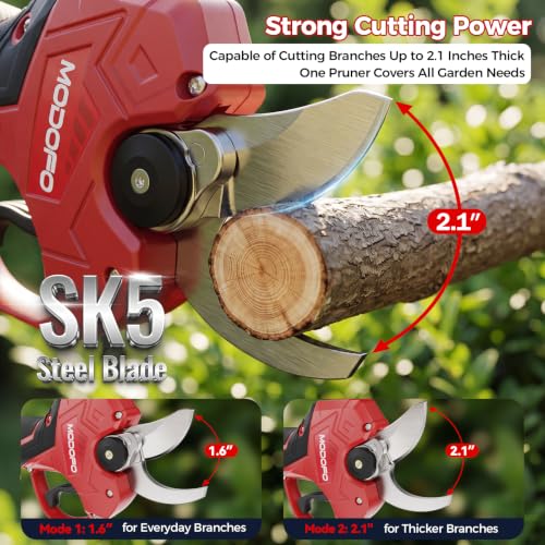 Image of 2-in-1 Electric Pruning Shears Cordless with Pole, 2.1 inch Cutting Diameter Pole Pruning Shears, Brushless Motor, Extra Blade, 2 * 2Ah Batteries, 2 Modes Adjustable Pruning Shears for Tree Flower