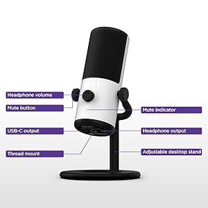 NZXT Capsule Mini - AP-WMMIC-W1 - USB Microphone High Resolution Cardioid Polar Pattern Ideal for Streaming, Content Creation & Podcasting Built-in Pop Filter Adjustable Stand White