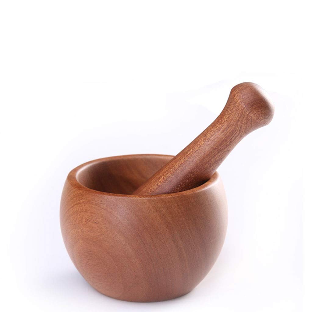 BATLAM Mörser und Stößel Stößel- und Mörser-Set für Küchenzutaten, manuelle Holz-Knoblauchpresse, Pfeffermühle zum Mahlen von Nüssen, Durchmesser: 3,7 Zoll, Mühle, Gewürz-Kräutermühle