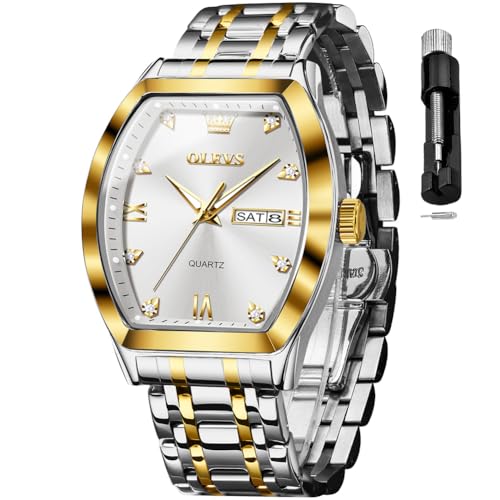 Image of OLEVS Men Watches Square Business Dress Diamond Analog Quartz Date Luxury Watch for Men Casual Stainless Steel Waterproof Luminous Wrist Watch