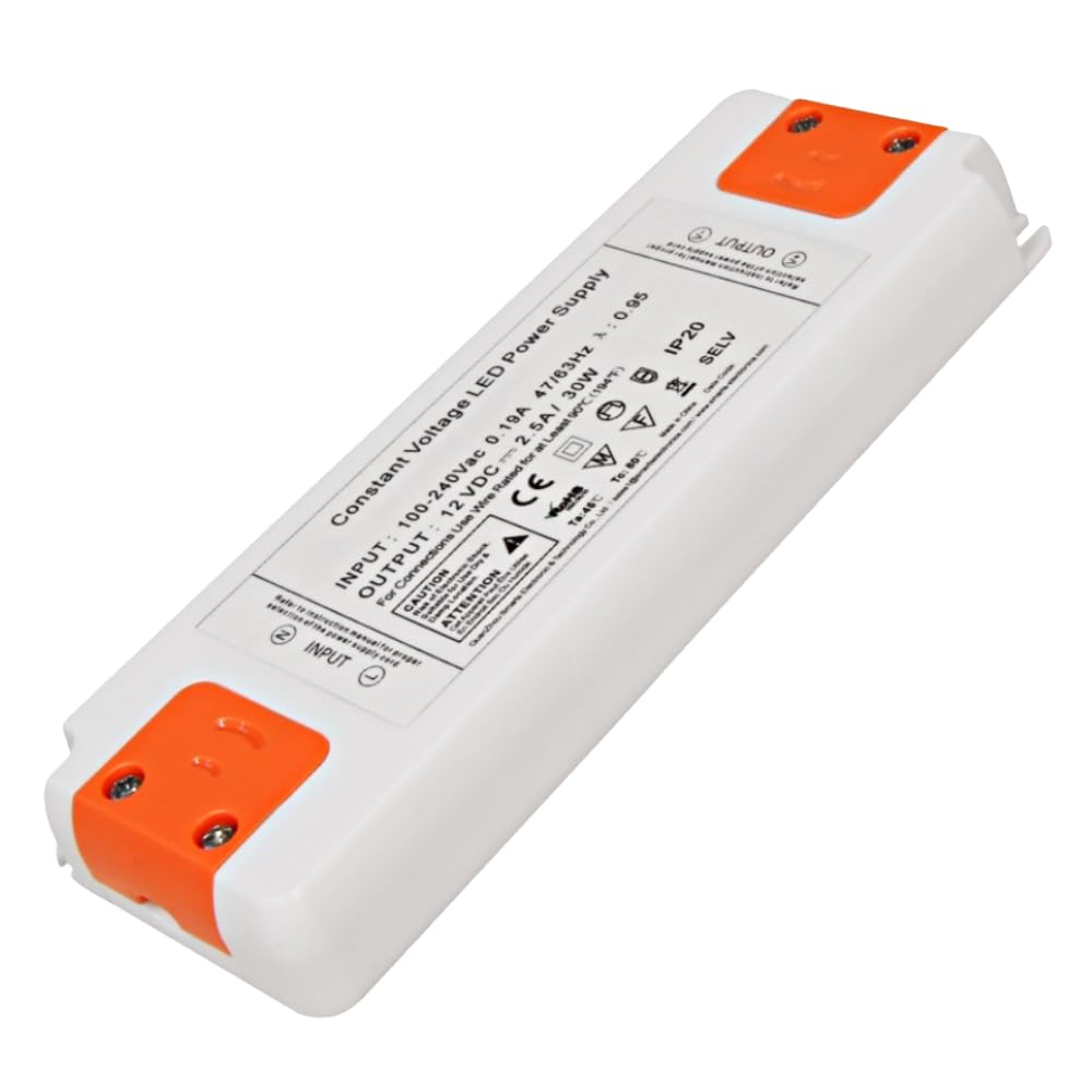 30W Elektronischer LED Trafo 1-30W Für LED Lampen oder Stripes Spannung stabilisiert 12 VDC inkl. AMP Verteiler 6-fach und 230V Zuleitung mit Fußschalter