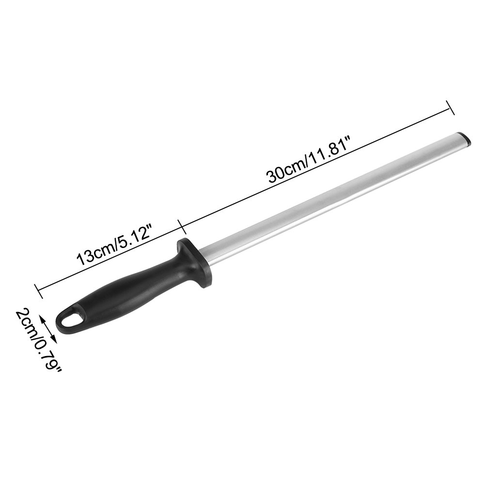 Rifle de afilar diamante grano 30 cm, afilador de cuchillos de acero de 600 granos afilador de cuchillos diamante palo afilador con mango para cocina y caza