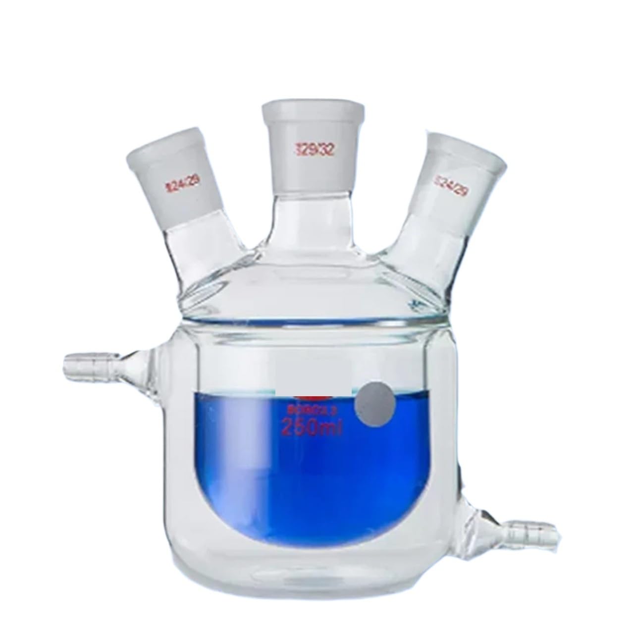 matraz de fondo redondo， Matraz de reacción de vidrio con doble camisa de 50-2000 ml for laboratorio, varios tamaños(Single mouth 100ml)