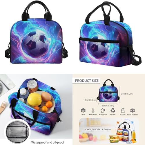 Lightning Soccer Backpack for School Boys Backpack with Lunch Box Water Bottle Holder and Large Pencil Pouch 4Pcs Set 15" Kids Bookbag with Front Pocket Sturdy School Bag for Kindergarten Boy3