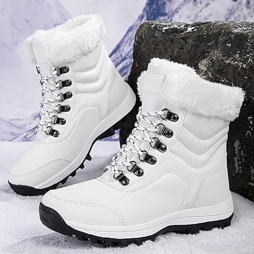 Women'S Waterproof Lace-Up Platform Snow Boots Comfort Warm Fur Lined Lightweight Non-Slip Winter Boots For Travel Work4