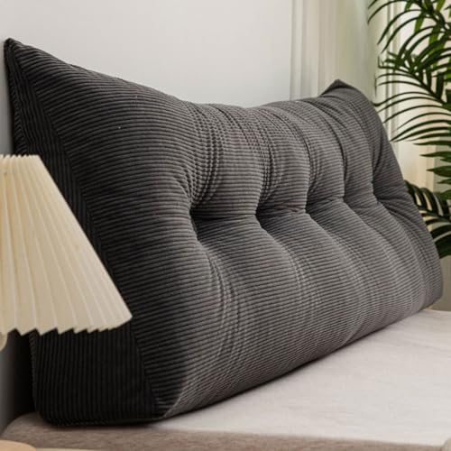 Cojín triangular para respaldo de cama, almohada de pana de alta calidad, tamaño individual, matrimonial, Queen, King, doble, individual, almohada de lectura, cojín de apoyo lumbar, funda extraíble