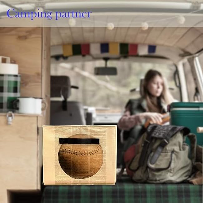 SiuSue Baseball Kids Boys Storage Bin Box with Handles, Retro Baseball and Gloves Sports Boys Foldable Linen Fabric Home Cubes Baskets Closet Organizer Container for Clothes Toys Books