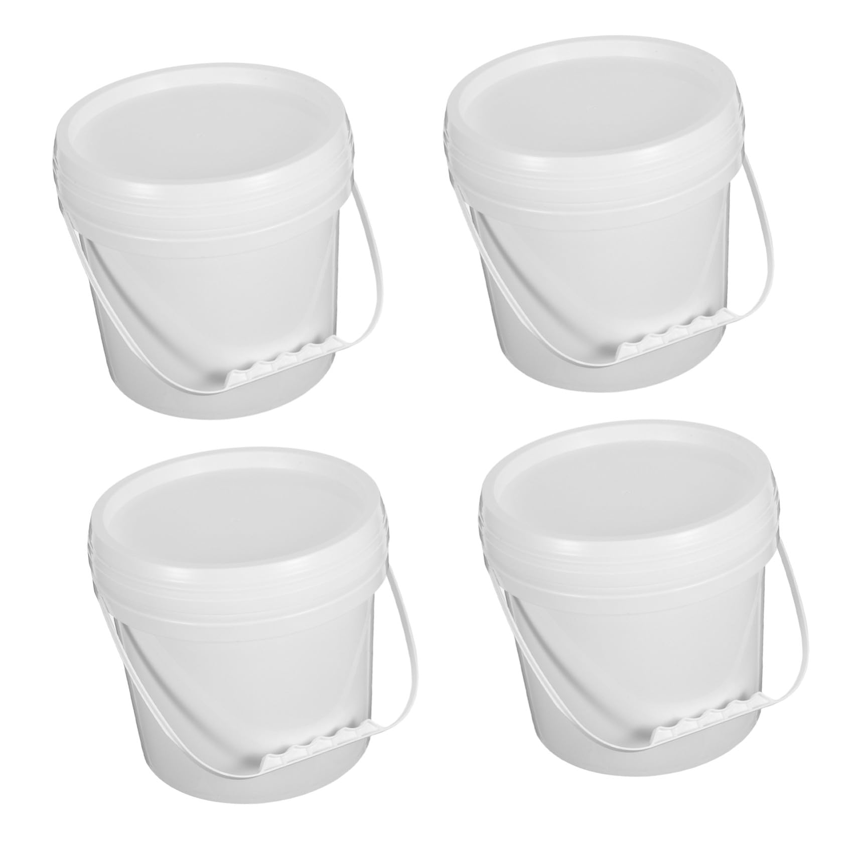 Alipis 4 piezas Contenedor Redondo para Helado con Tapa y Asa Cubo Plástico Reutilizable para Almacenamiento de Alimentos Leche Sopa y Harina Paquete de Unidades Minimalista Fácil