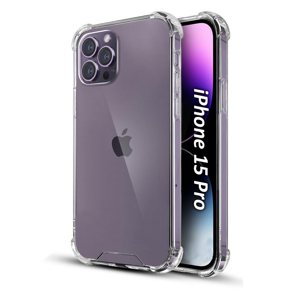 naykodi Hard Back Shock Proof Silicone Bumper Cover Case for Apple iPhone 15 Pro (TPU+Polycarbonate | Transparent) (B0CHSFMR4W) Amazon Price History, Amazon Price Tracker