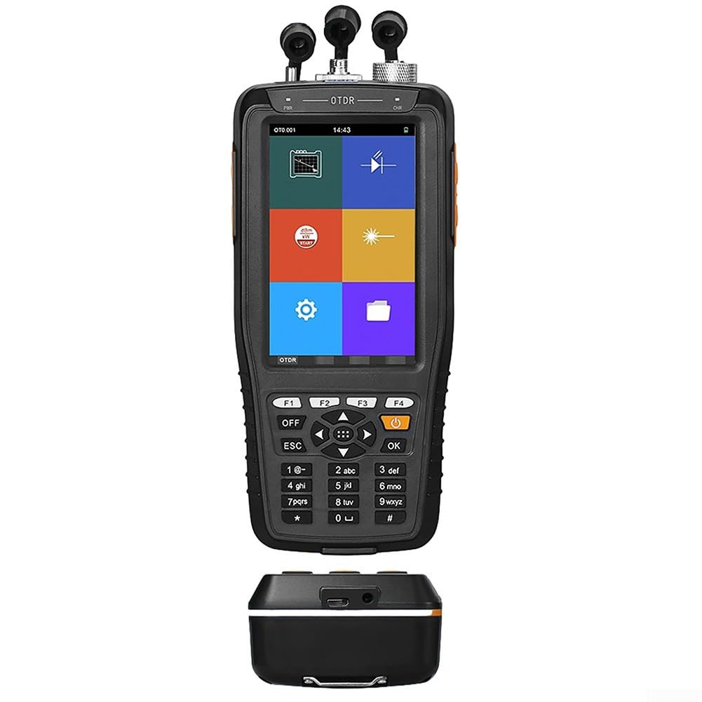 RANRAO 1310/1550nm 24/22dB OTDR 4-Zoll Touchscreen 60 km FTTH LWL Kabel Tester, Optische Zeitbereichs-Reflektometer mit SC(APC)+FC(APC)+FC zu LC(APC) Adapter