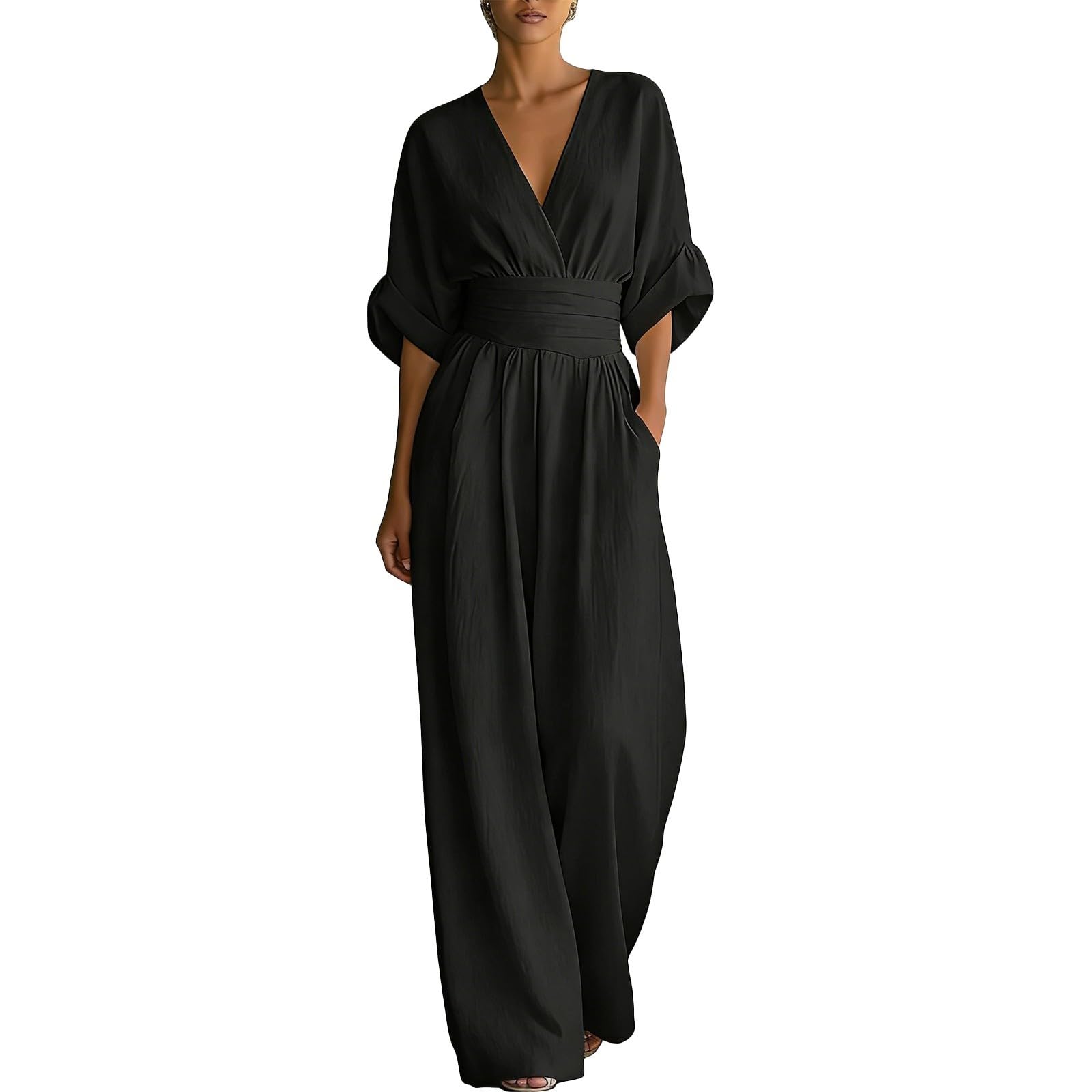 Mono para mujer, elegante, festivo, con cuello en V, traje de negocios