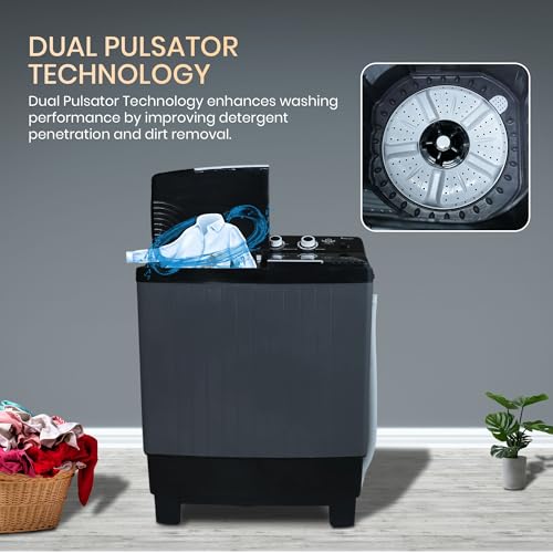Image of Power Guard 7Kg Semi Automatic Top Loading Washing Machine (PG70WM-BKGY-OP-WW,Black Grey)