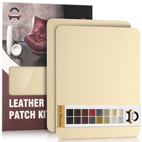 Kit di Riparazione in Pelle Crema, 28×21 cm Nastro Adesivo in Pelle, Pelle Adesiva per Riparazioni Patch di Riparazione in Pelle per Divani, Automobili, Stivali, Reclinazioni, Borse, Tappezzeria