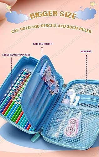 Image of Cartoon Theme 3D EVA Pencil Case, Multipurpose Zipper Pouch for Kids, Pen Bag for School, Girls, Stationery Storage Box (Flower Big Pouch)