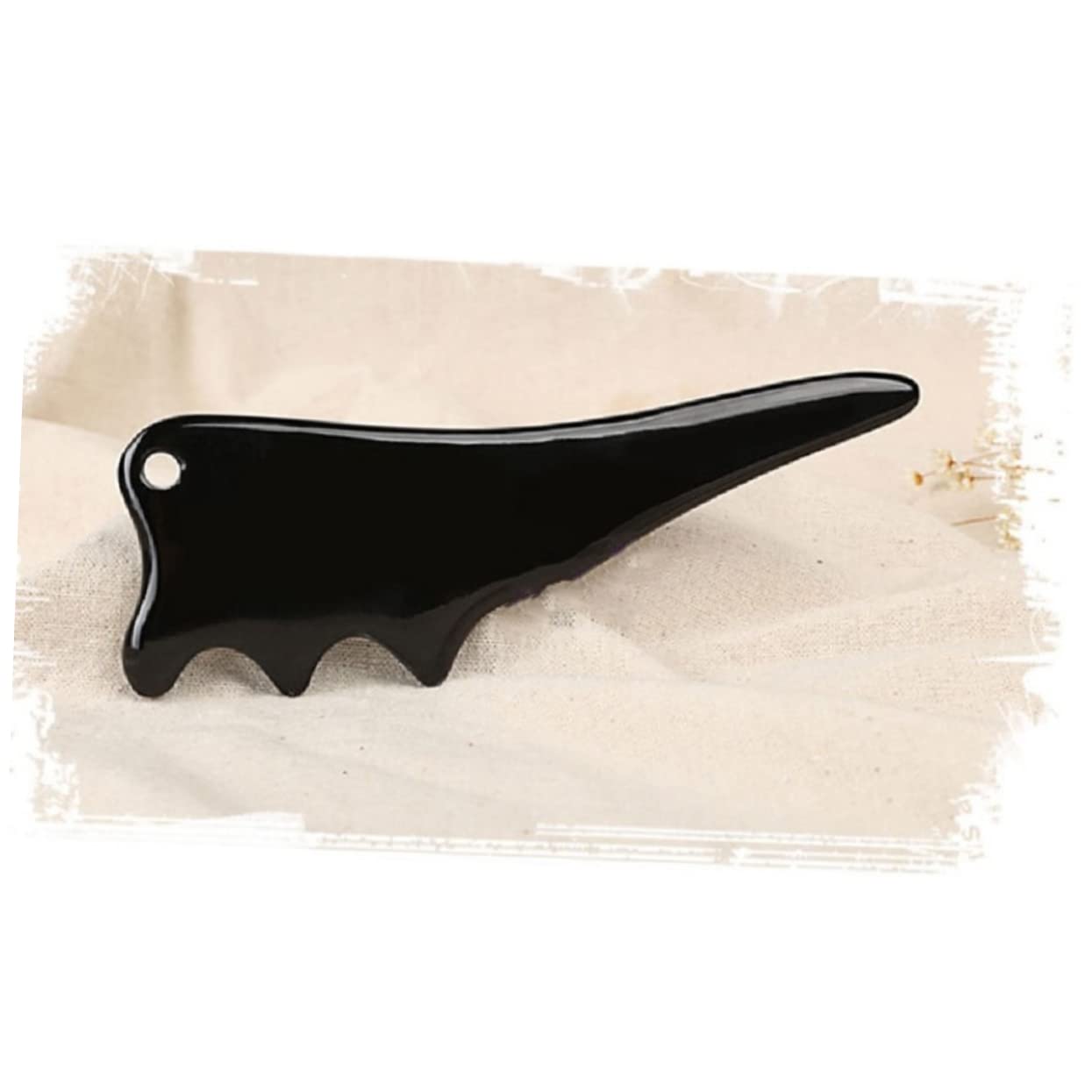 Healvian 3 Pezzi Di Strumento Terapeutico Gua Sha in Corno Di Bovino Naturale Per Viso Collo E Schiena Con Motivo A Per Massaggio Del Cuoio Capelluto E Spa