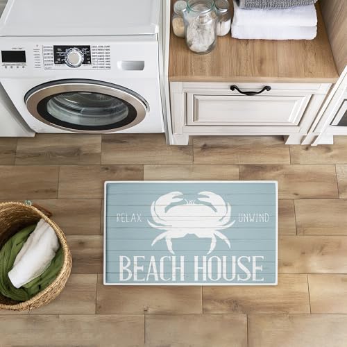 Stupell Industries Beach House Entry Crab Plush Bathroom Mat & Bath Rug, Soft Quick-Dry Non-Slip Bathroom Rug with Recycled Foam Cushion, Coastal Beach House Nautical Design by Kim Allen, 18"x30" - Image 6
