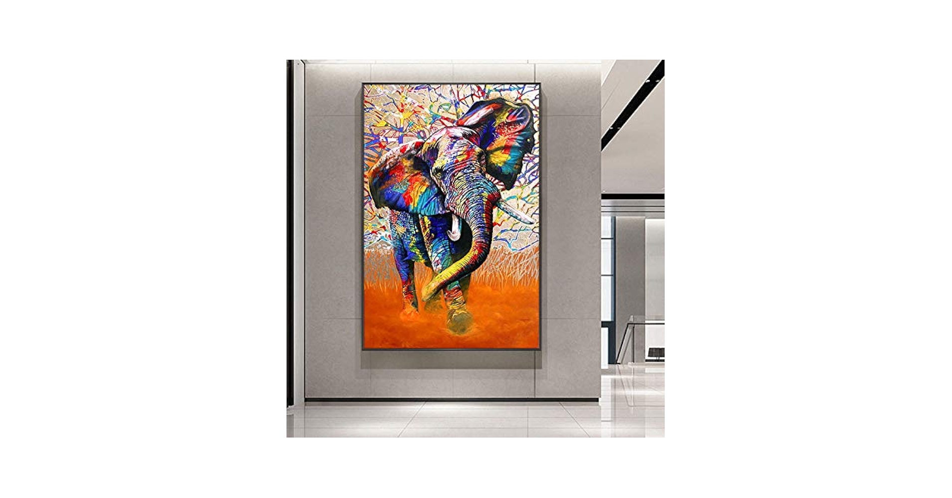 キャンバス プリントアート エレファント 絵画 インテリア Amazon｜カラーエレファントアートグラフィティアニマル