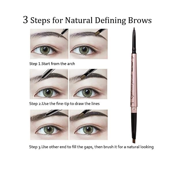 [ 2 Pack]Eyebrow Pencil, Waterproof Eyebrow Makeup with Dual Ends, Professional Brow Enhancing Kit with Eyebrow Brush (Dark Brown #1)