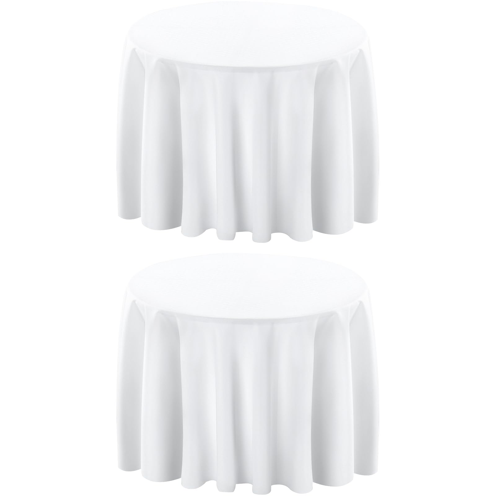 Surmente 2 Pack 132in Round Tablecloth, Decorative White Table Cloths for Parties and Weddings,Stain Resistant Washable Polyester Round Table Cover for Dining Table Banquets
