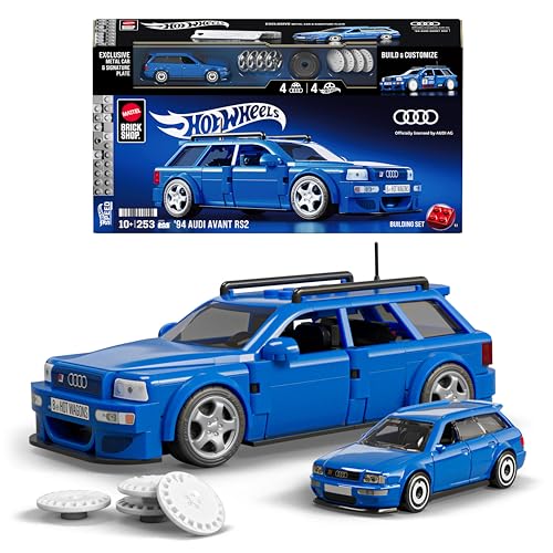 Mattel Brick Shop Hot Wheels Construction Audi Avant RS2 de 1994, détails réalistes et Autocollants personnalisés, collectionneurs Adultes et Enfants à...
