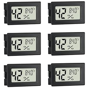 Mini Hygrometer Indoor Humidity Meter Hygrometer Thermometers 6 Pack Humidity Meters Gauge Hygrometer Mini Digital Thermometer Hygrometer with Fahrenheit (℉) for Humidors, Greenhouse, Garden, Cellar