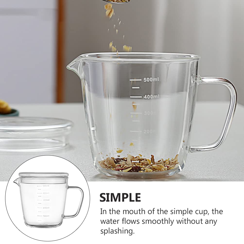 Tomaibaby Messbecher Milchkännchen Milchkanne 500ml Sahnekanne Sauciere Glaskanne Glas Hitzebeständig Messkanne mit Deckel Fett- Trenn- Kanne für Eier Milch Sahne Sauce Kaffee