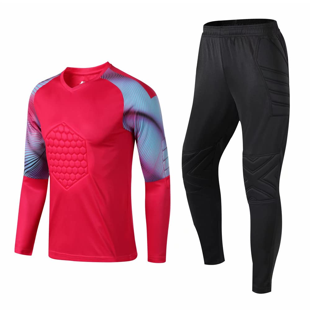 Camisetas de Portero Adulto con Protección, Camiseta de Fútbol y Pantalón Largo Personalizados - Fútbol Personalizada Niños y Adultos con Nombre, Número, Logotipo del Equipo