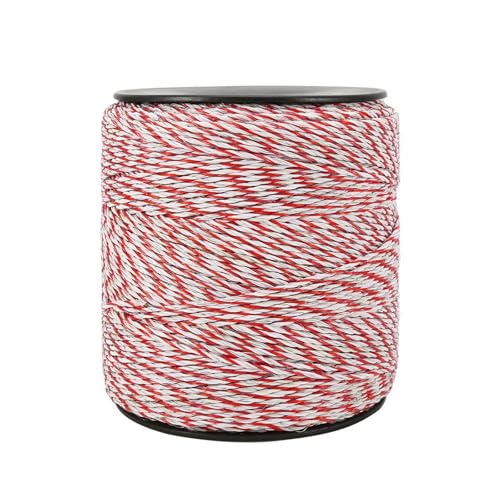 TOWEBOORY 電気柵ワイヤー 電柵用ロープ 500m 1000m 撚り線 高導電率 ステンレス鋼線 電さく 電線 家畜導電性ロープ フェンス より線 目立つ色 防錆性 耐紫外線性 電気さく 支柱 電気家畜柵ワイヤー 農場牧場 馬牛牧羊犬用 電柵線 家畜の保護 取り付けが簡単 繰り返し利用 ポリワイヤー (赤+白 500m 6線 2mm)